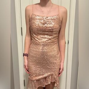 Elegant Sequin Dress in Rose Gold